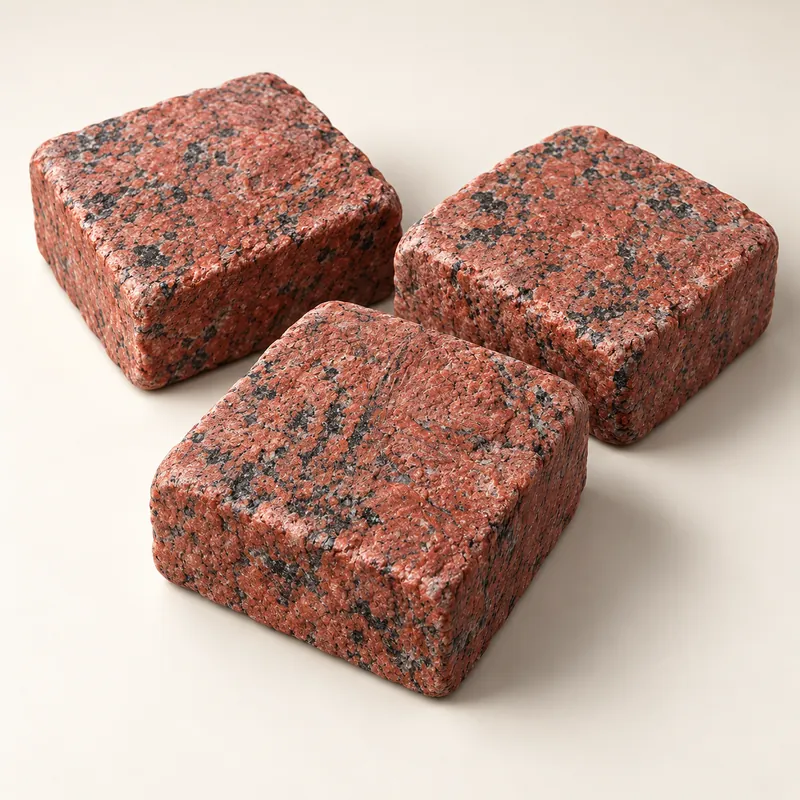 Колото-галтованная брусчатка из гранита Multicolor Red