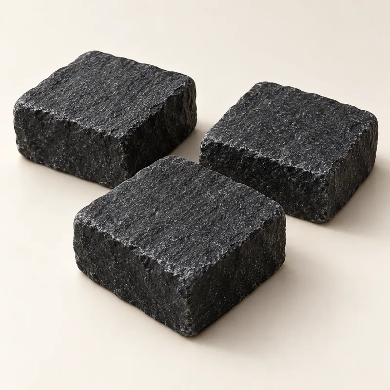 Колото-галтованная брусчатка из гранита Shanxi Black (China Absolute Black)