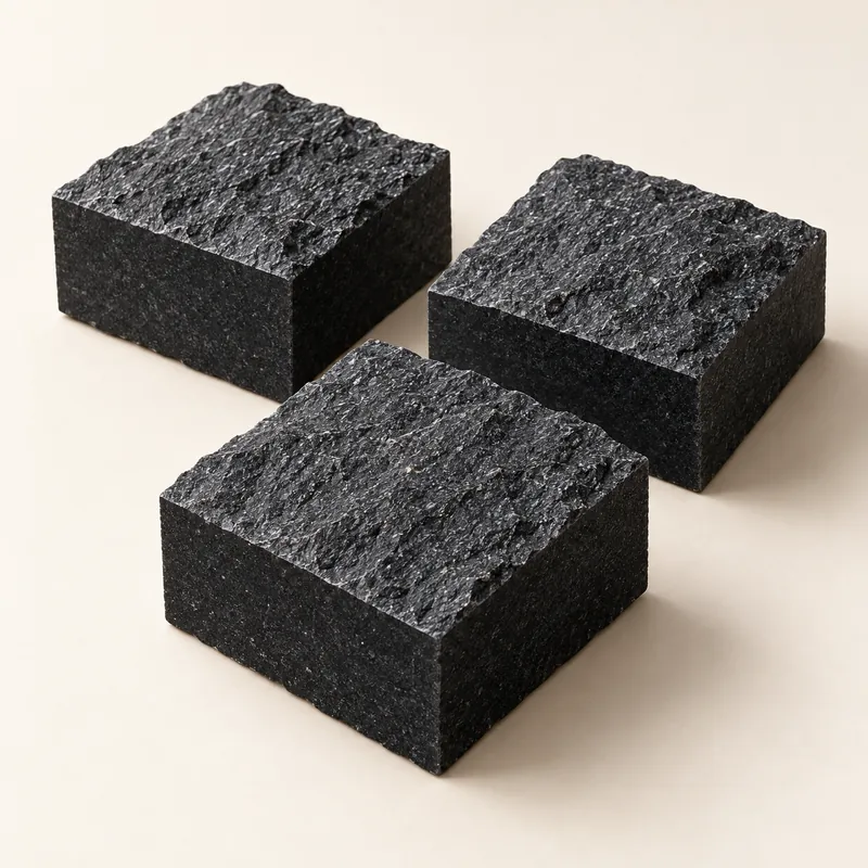 Пилено-колотая брусчатка из гранита Shanxi Black (China Absolute Black)